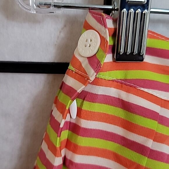 Vintage LACOSTE PINK GREEN STRIPE SHORT PLEAT SKIRT - Picture 4 of 5